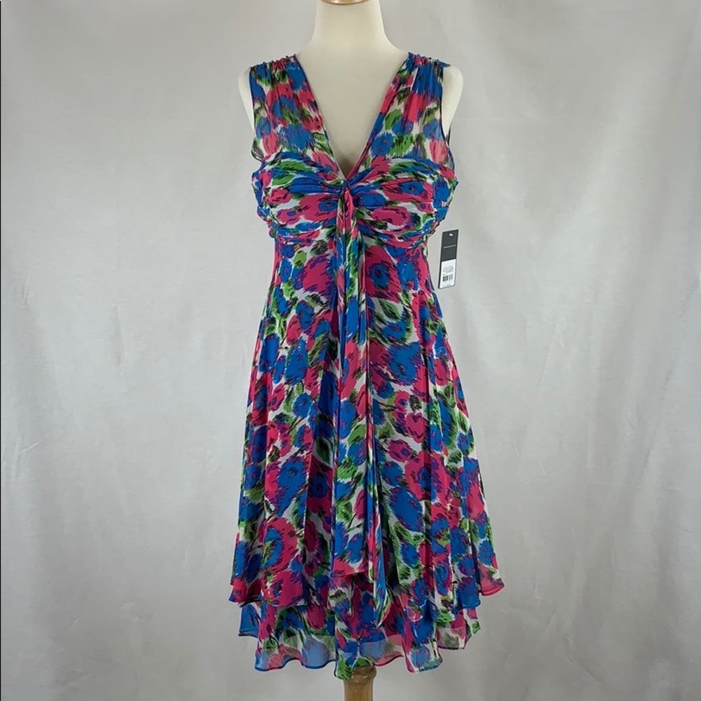 SOLD - NOT FOR SALE DONNA RICCO 100% Silk Skirted Overlay Dress, 12